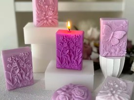 Molde silicona jabon rectangular juncos y flores 